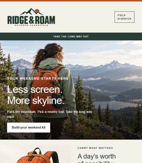 Ridge and Roam email campaign